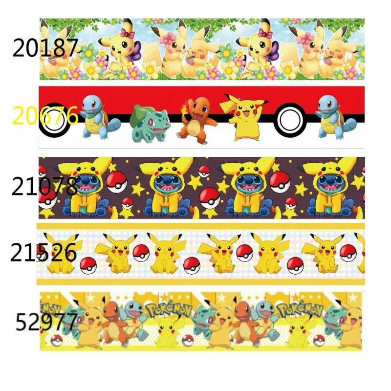 

(10yards) Pokémon Grosgrain Ribbon Printed Japanese Cartoon for Holiday Hairbows Sewing Accessories Craft Materials