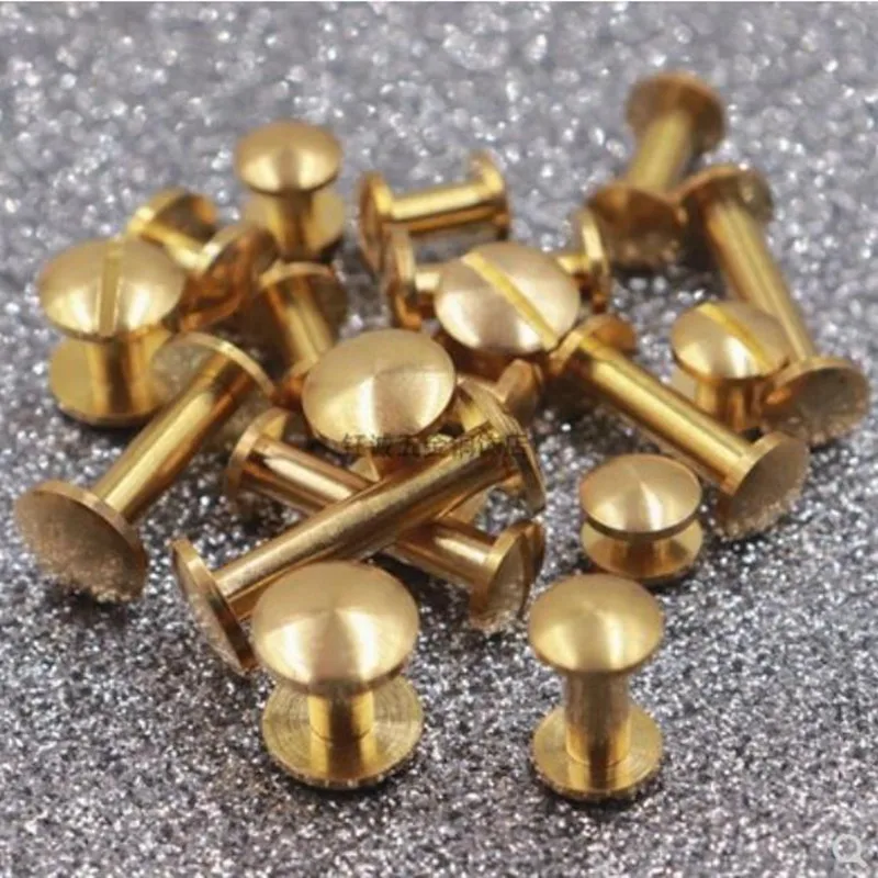 10sets Round Head 8mm/10mm Solid Brass Leather Belt Strap Wallet Photo Scrapbook Album Account Book Post Chicago Screw Rivet