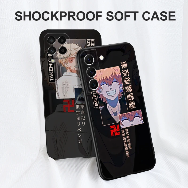 Black tpu Case For Samsung galaxy S22 S20 S21 FE PLUS ultra+S10 E lite back cover Anime Tokyo Revengers manjiro sano