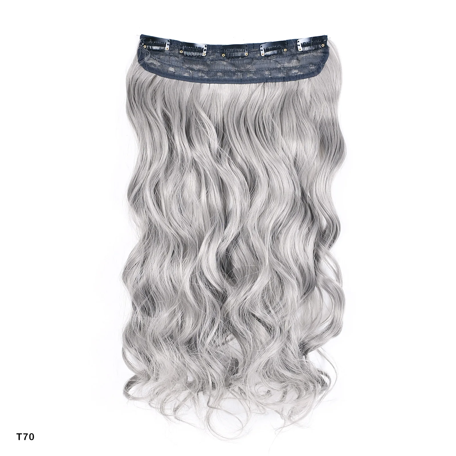 Extension capelli sintetici con clip lunga liscia grigia donna_voghion.com