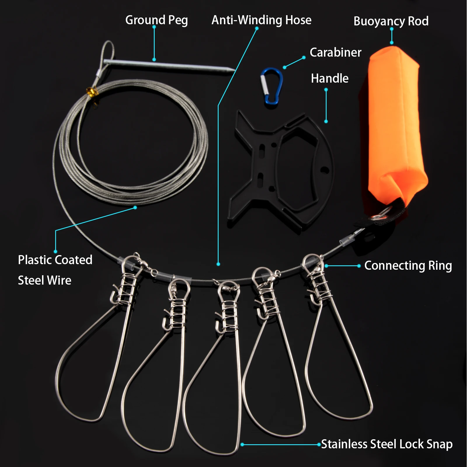 Goture Fishing Stringer Live Fish Lock Stainless Steel Fish