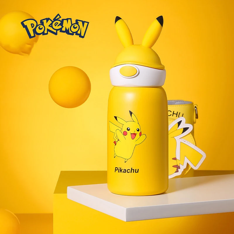 380ML Pokemon Anime Children Thermal Bottle Pikachu Thermos Keeps Heat Kids  straw Cup Pokemon Adult Stainless Steel Water Cup - AliExpress