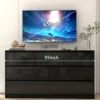 7 Drawer Dresser for Bedroom, 55 Inch Modern Dresser with High Gloss Drawers, Large Wood Chest of Drawer, White/Black 2