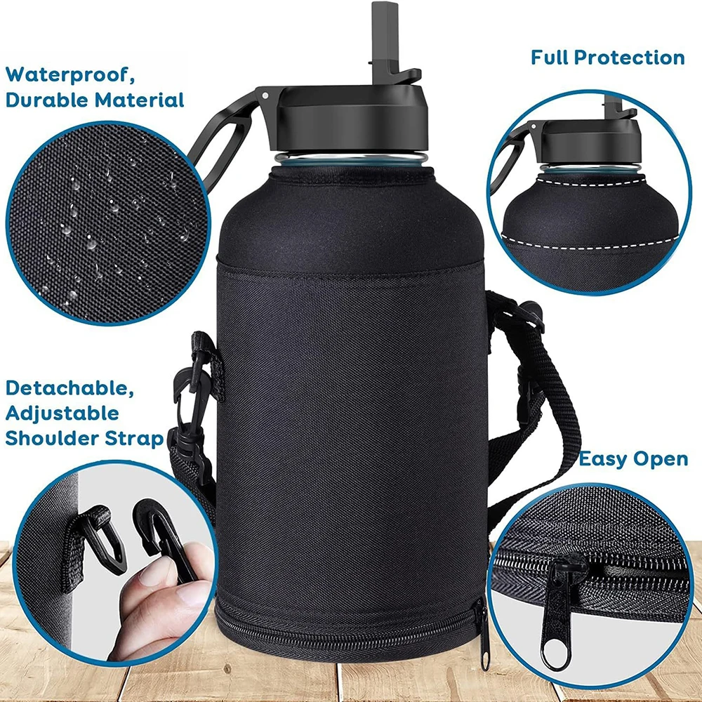 Insulated Water Bottle Carrier Bag with Adjustable Sling