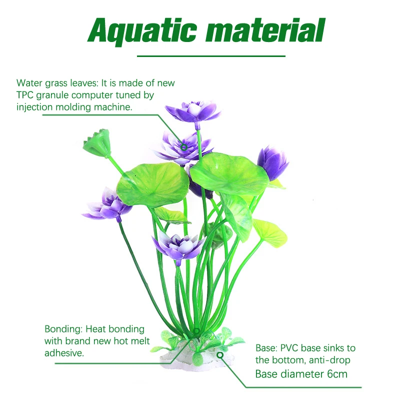 Title 4, Aquarium Artificial Lotus Plants Decoration Fis...