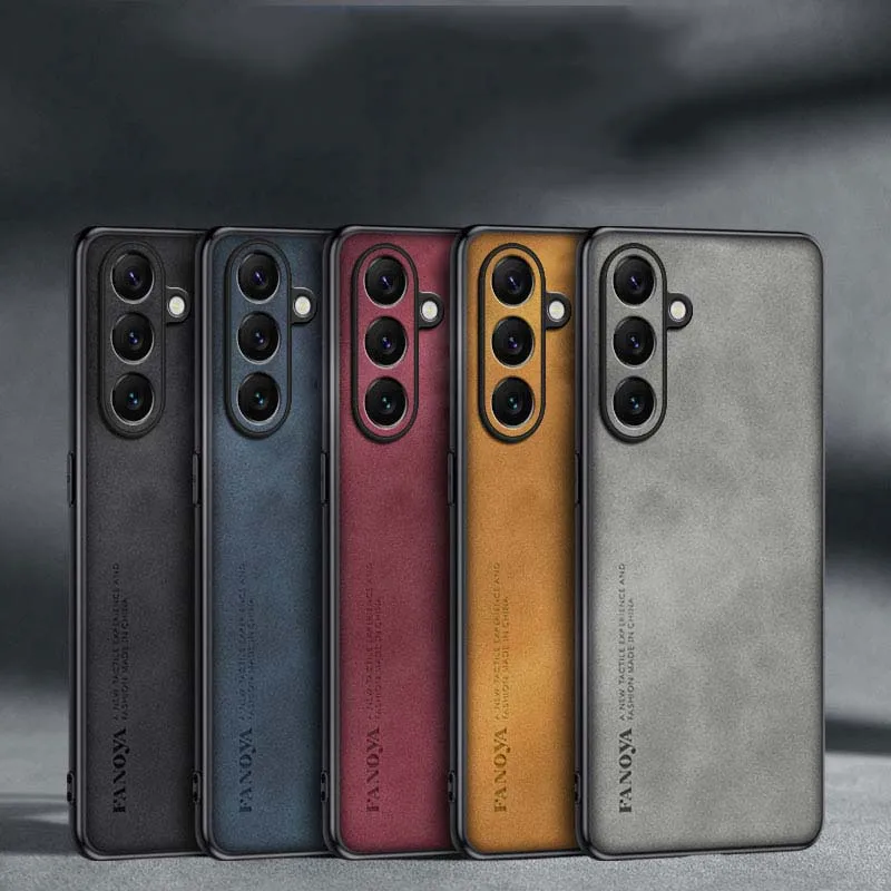 EUCAGR Luxury Sheepskin PU Leather Phone Case with Silicone Back Cover