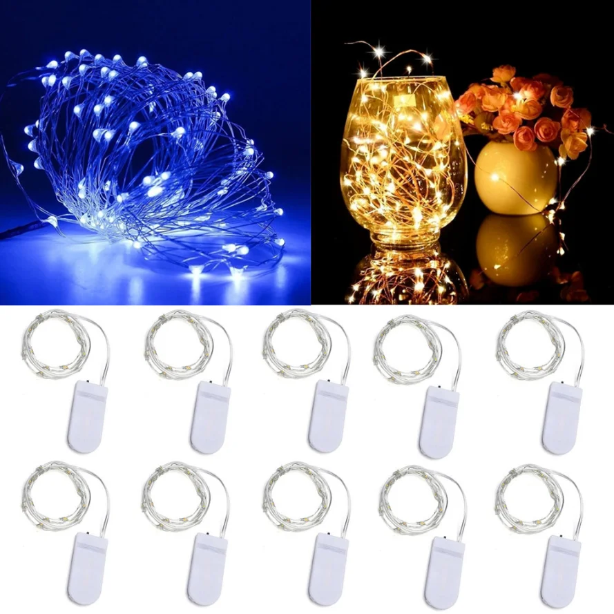 10pcs Led Copper Wire Fairy Lights Battery Powered LED String Lights Party Wedding Indoor Christmas Decoration Garland Lights