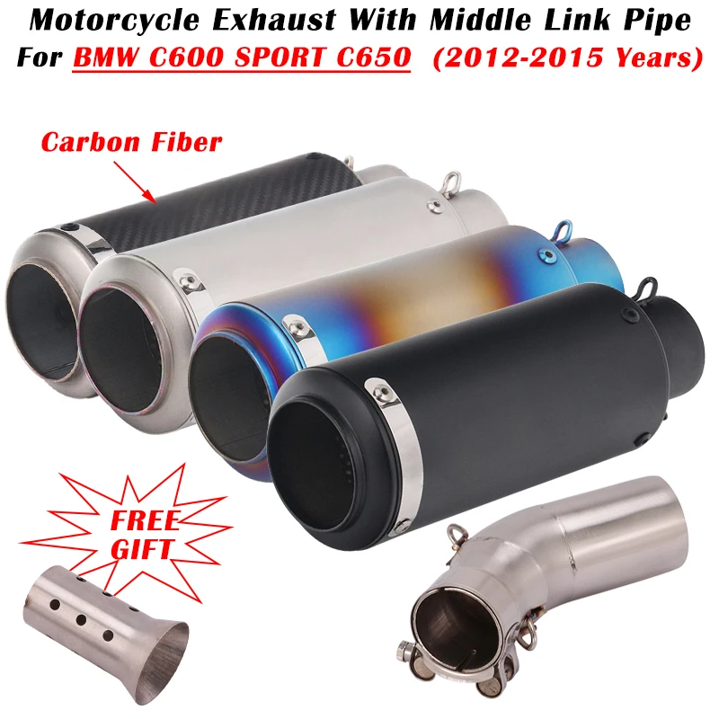 

For BMW C600 SPORT C650 2012 2013 2014 2015 Motorcycle Exhaust Escape System Modified Carbon Fiber Muffler Middle Link Pipe