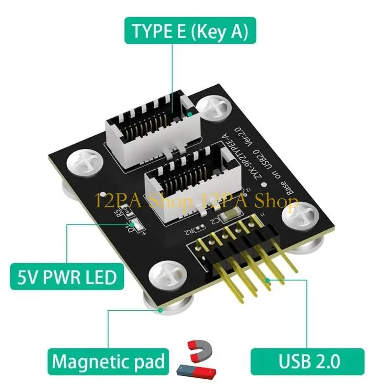 12PA USB 3.1 전면 패널 헤더 USB 9핀 Type-E 내부 마더보드 어댑터