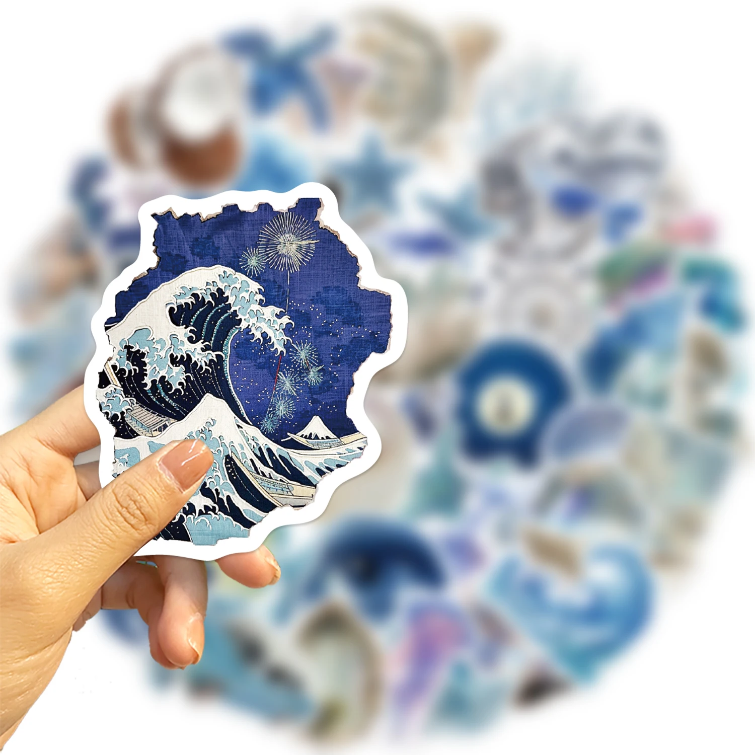 50pcs Ins Wind Blue and Silver Ocean Stickers  Aesthetic Cartoon Stickers For Laptops Luggage Skateboards Scrapbooks Guitars 5