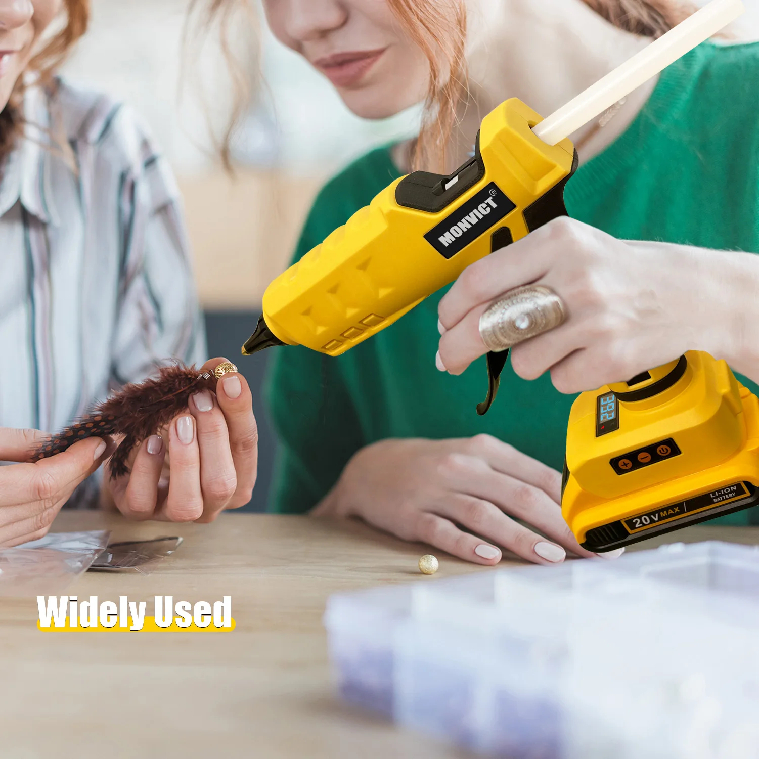 Upgraded 100W Cordless Glue Gun for Dewalt 20V Battery,  Digital Temperature Adjustable Full Size Heavy Duty with 10 Glue Sticks 6