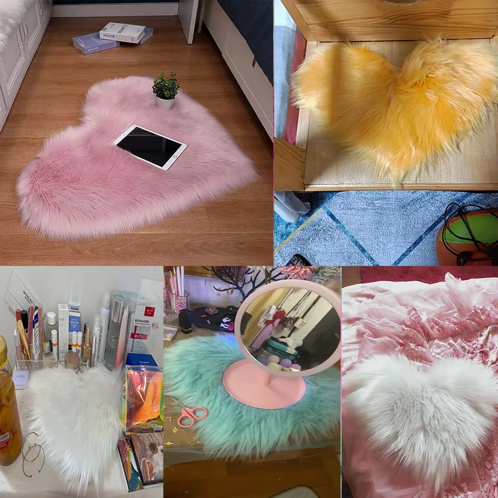 Carpet In The Living Room Large Rugs Plush Heart Shaped Non-Slip Bedrooom Modern Carpet Furry Floor Mat Children's Room Decor - Image 6