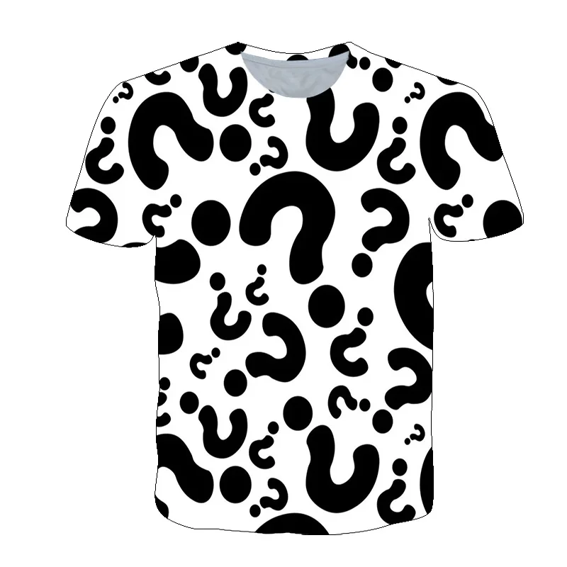 

Men's Personality Abstract Creative Question Mark 3d Pattern Shirt Casual Handsome Trend Street O Collar T-Shirt Jumper