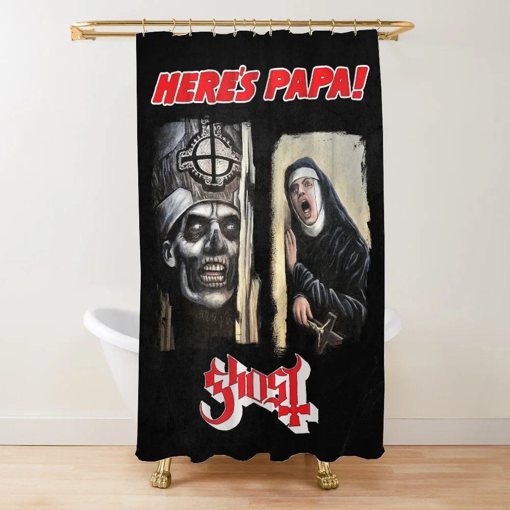 thumbnail image 1 of Cortina de ducha para baño con diseño de la banda Ghosts, impermeable, para sala de estar, 2 piezas, envío gratis, partición plegable, tela para baño, 1 of 5