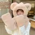 3Pcs/set Thickened Bear Ear Plush Pullover Cap Winter Imitation Rabbit Fur Warm Scarf All-in-one Hat Outdoor Mask Integrated Cap 9