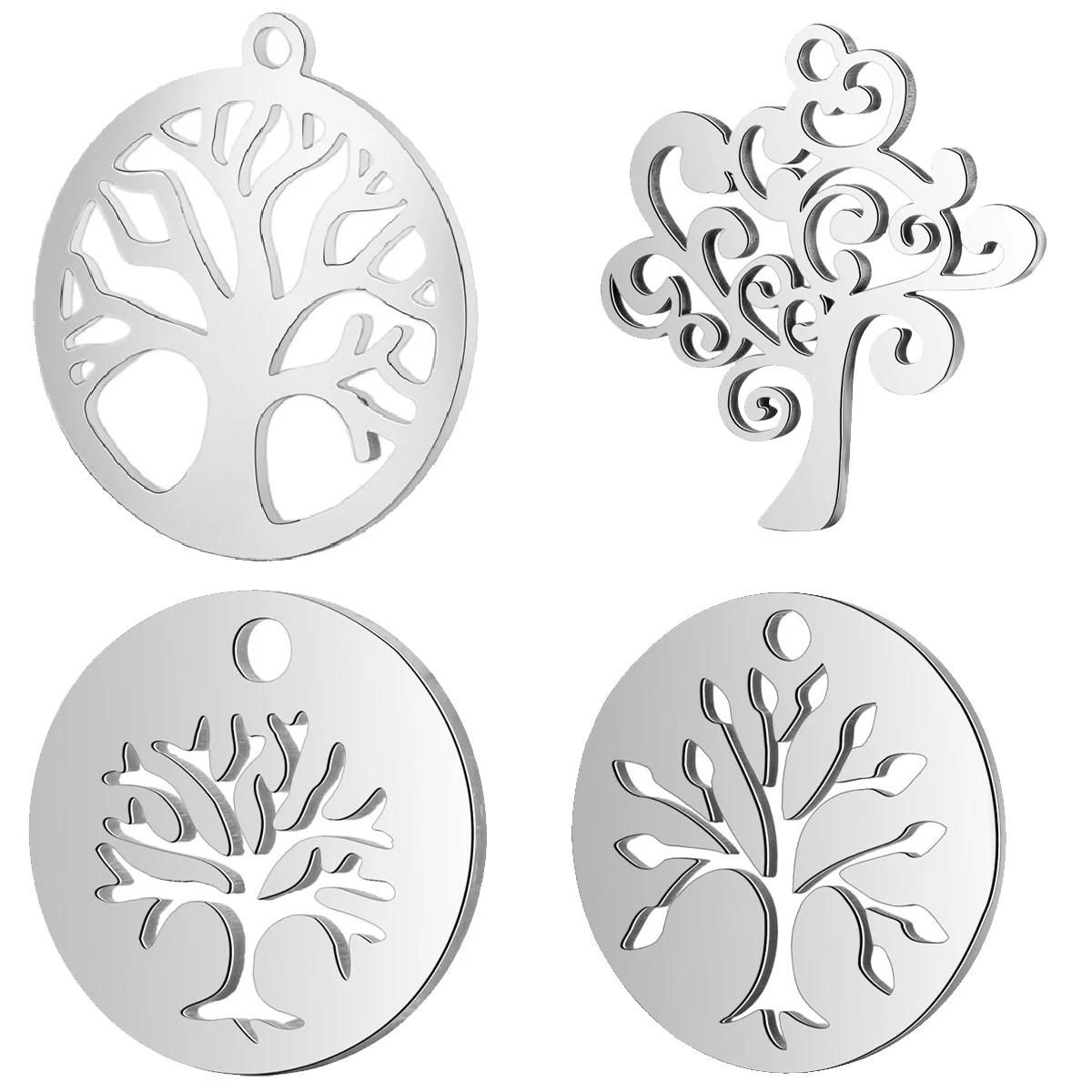 

10Pcs/Lot Stainless Steel Round Plant Tree of Life DIY Connector Charm Wholesale Jewelry Making Supplies Pendants for Necklaces