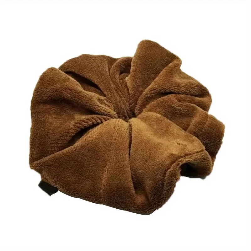 Plüsch-Haargummi-Set – Handtuchschlaufen für trockenes Haar im Winter, große, elegante Haarringe für Frauen, sanft auf dem Haar – Detail 9