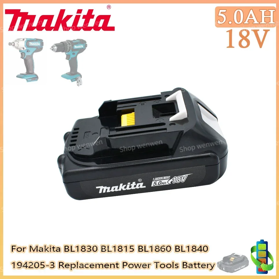 

Makita Rechargeable 18V 5.0Ah Li-Ion Battery For Makita BL1830 BL1815 BL1860 BL1840 194205-3 Replacement Power Tools Battery