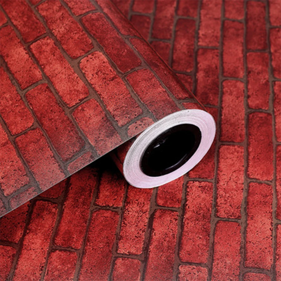 Retro Wallpaper Self-adhesive Waterproof Moisture-proof Red Brick Wall Sticker PVC Thick Dining Room Study Background Wall Paper 6