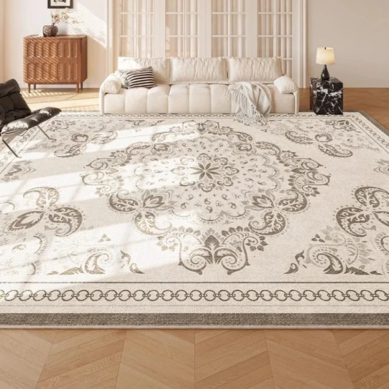 Carpet for Living Room Light Luxury Large Area Fluffy Plush Bedroom Bedside Rug Retro Floral Soft Cloakroom Mat Alfombra 거실 카펫 3