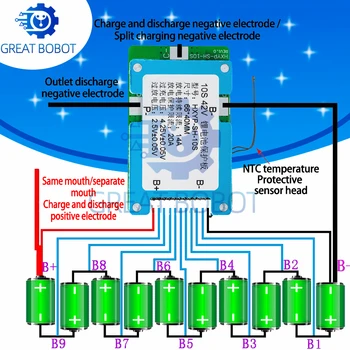 Scheda di protezione batteria al litio 18650 con cella ai polimeri BMS BS 10S 42V 15A con controllo della temperatura integrato dell'equilibrio