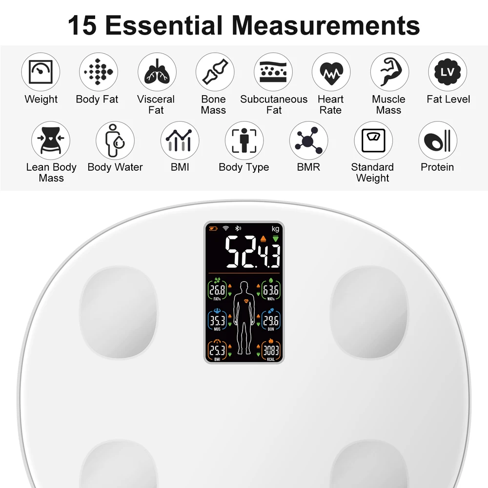 INSMART Digital Body Weight Scale with Screen for Body Fat Scale BMI Bluetooth Bathroom Scales Balance Smart Scales 2