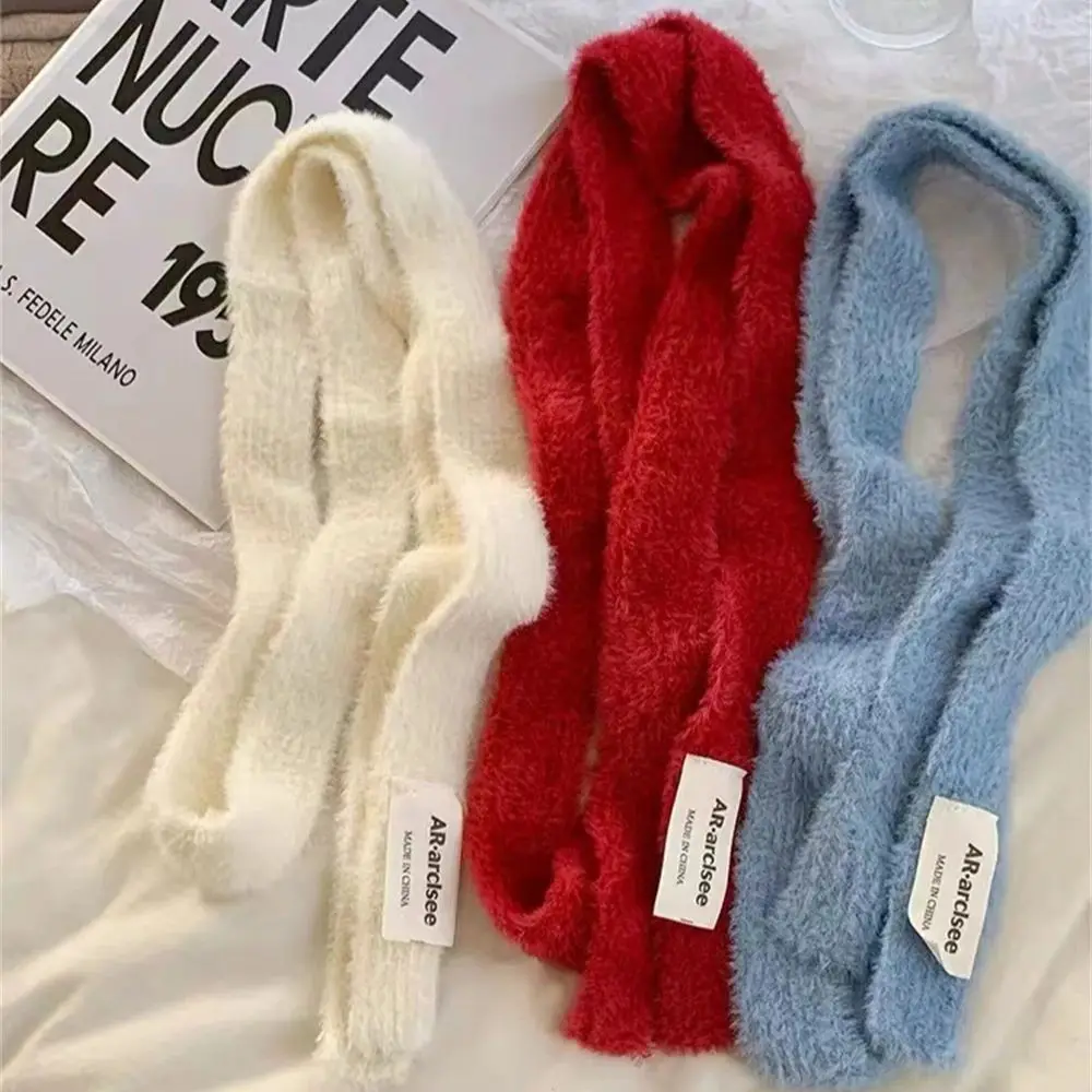 Winter New Solid Color Woolen Cave Scarf Female Hundred Knitted Long Narrow Shawl Women's Coldproof Thickened Warm Decor Scarves 5