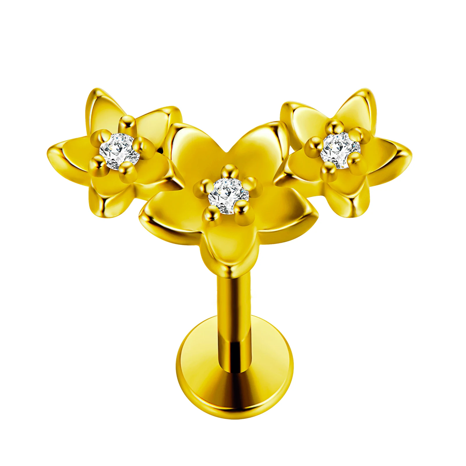 Piercing Jewelry G23 Titanium Threadless 16G/18G/20G Heart Shape Flower Push Pin Labret Lip Ring Stud