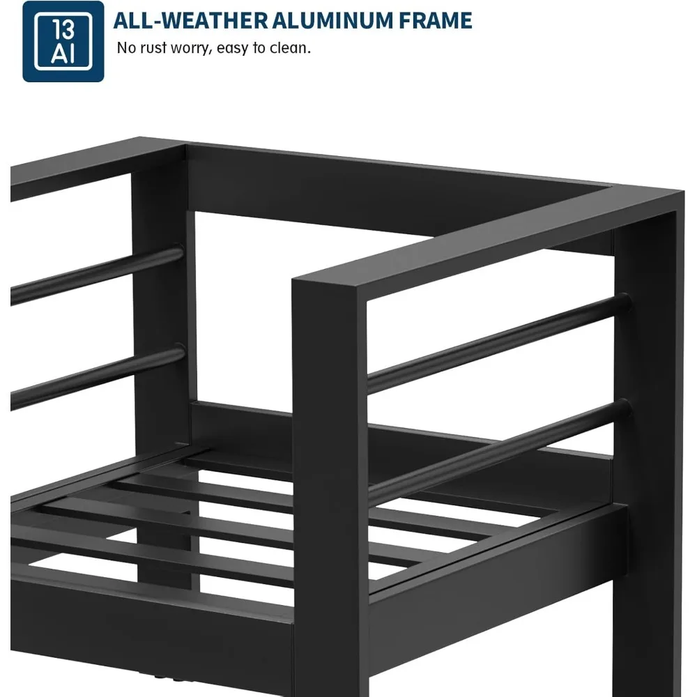 Patio Furniture Set Oversized Aluminum Outdoor Furniture Modern Patio Set, Thickness 5" Cushion Outdoor Seating Set for Balcony 4