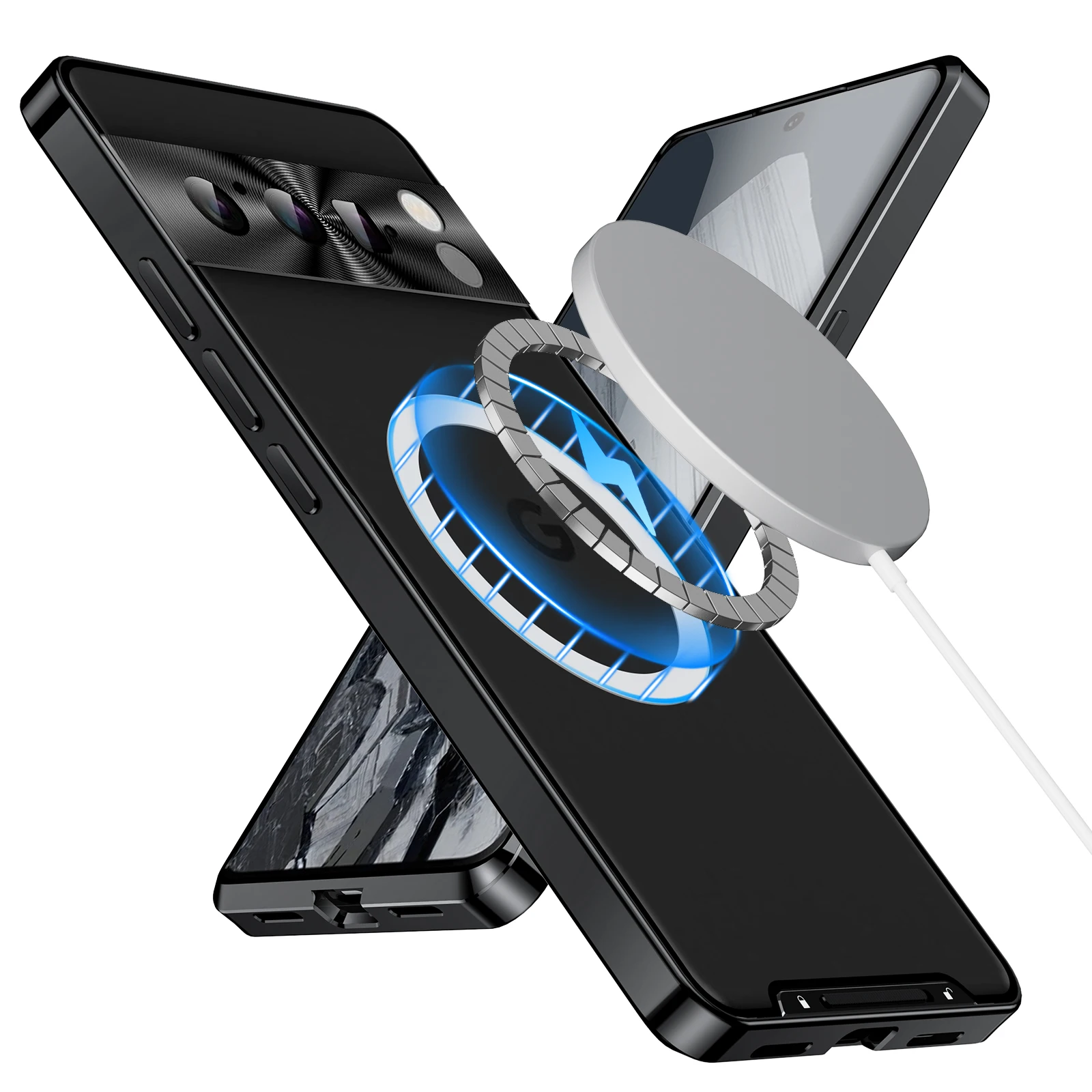 Coque Magnetic Case For Google Pixel 8 Pro Aluminum Alloy Metal Bumper Cases For Pixel 7 7A 6 Wireless Charger Protector Cover