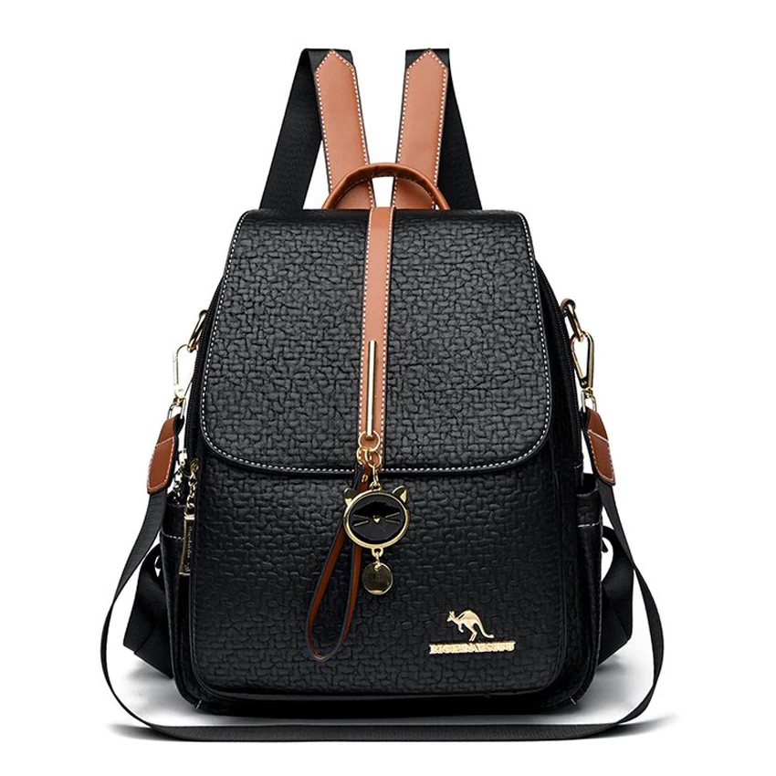 Chic Women's PU Leather Backpack - Stylish Travel & School Shoulder Bag