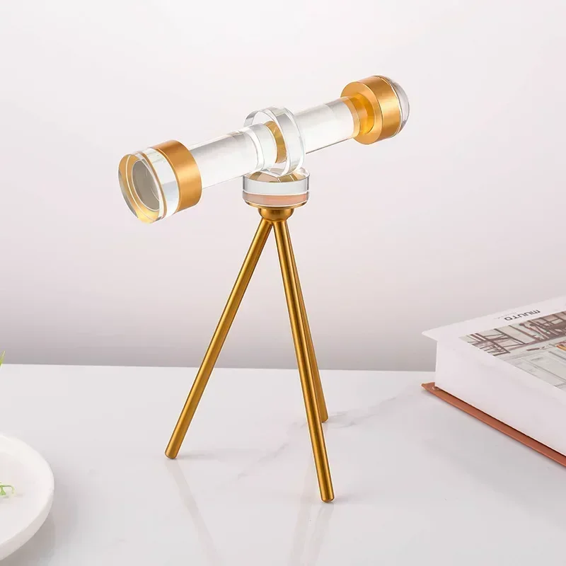Vintage Crystal Camera Ornament Glass Binoculars Model Living Room Wine Cabinet Desktop Decoration Astronomical Gift waterproof binoculars