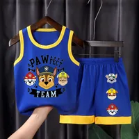 PAW Patrol – ensemble de vêtements de basket-ball pour garçons, gilet et short décontractés, costume deux pièces en maille respirante et confortable, tenues d'été pour enfants 3