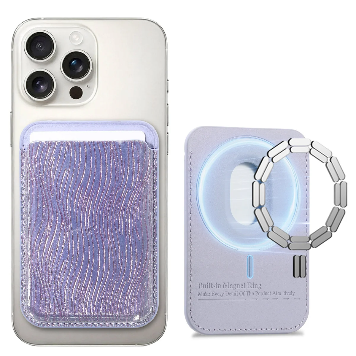 Premium PU Leather Magnetic Card Wallet Attachment