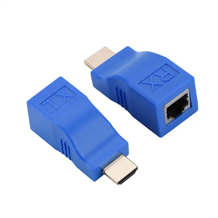 1 쌍 HDMI 익스텐더 어댑터 RJ45 신호 증폭 송신기 수신기 30 미터 V