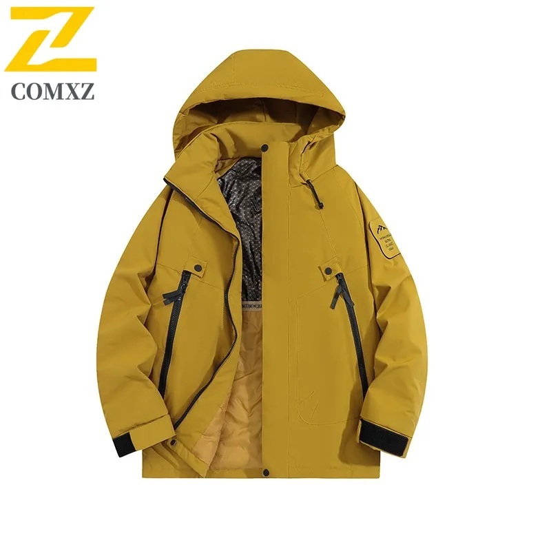 COMXZ New Outerwear Scratch Resistant Waterproof Travel Hiking Coat Work Windproof Breathable Stylish Men's Windbreaker Jacket