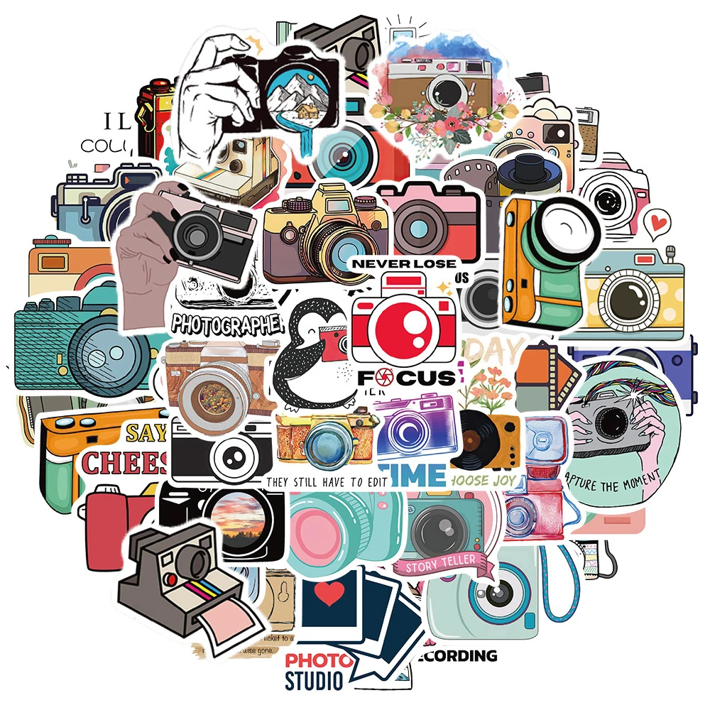 

10/50Pcs Outdoor Travel Photographer Cartoon Varied Stickers Pack for Kids Travel Luggage Scrapbooking Decoration Graffiti Decal