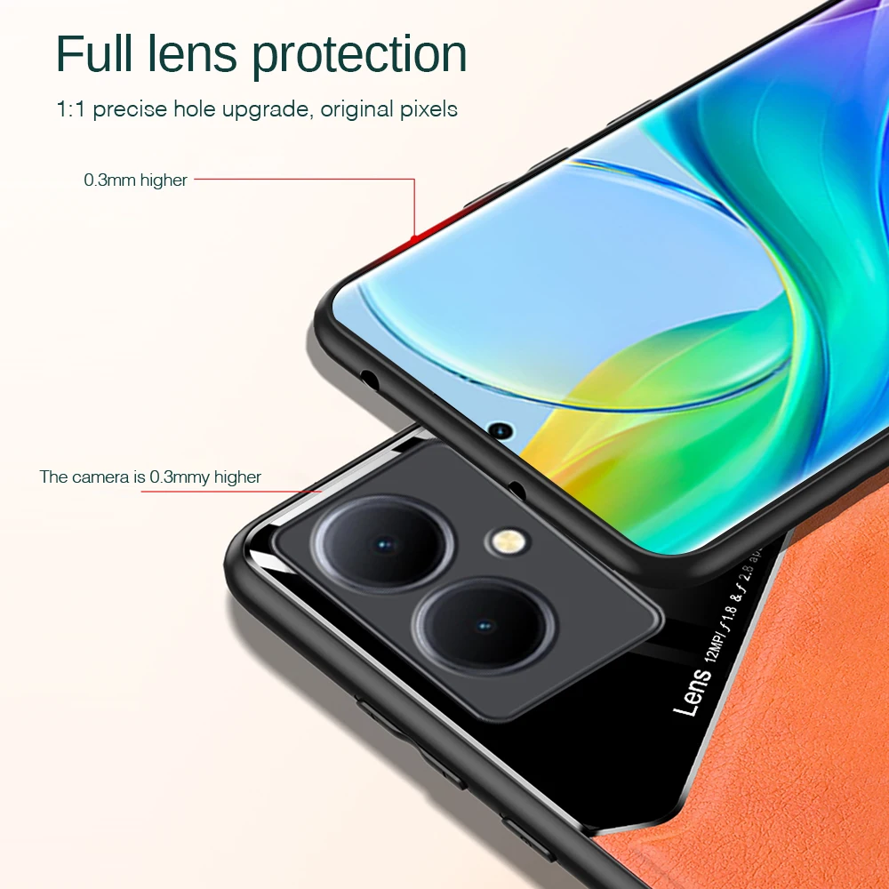 Leather Texture Case For VIVO Y03 Y17S Y27 5G Y16 Y36 Y35 Y77 Cover With Car Magnetic Suction Holder Coque Fundas Capa_voghion.com