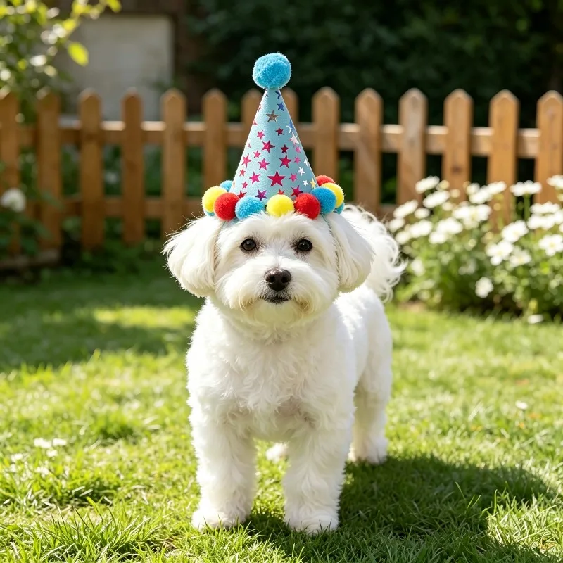 애완견 생일 파티 모자 귀여운 강아지 생일 의상 머리띠 조절 가능한 사진 부스 소품 개 고양이 생일 장식 용품