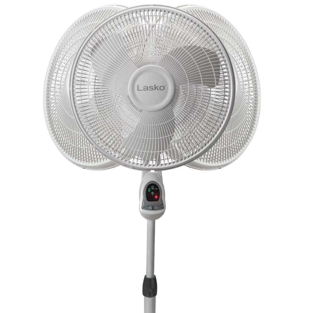 Lasko 16 3-Speed Oscillating Pedestal Fan with Timer and Remote, Pedestal  Fan, White