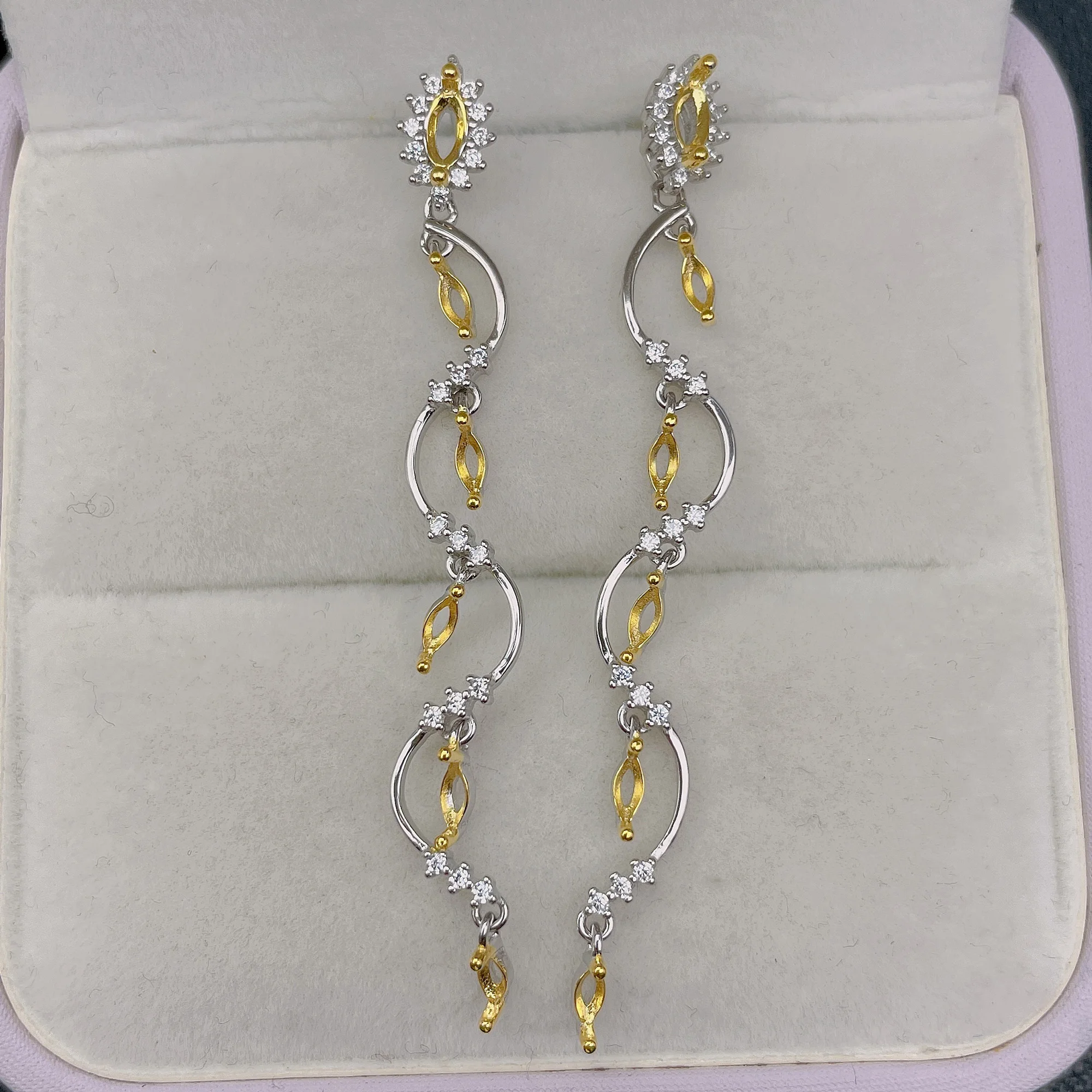

Fashion Earrings Jackets for Part 925 Silver Earrings Setting 2mm*4mm and 2.5mm*5mm Earrings Setting