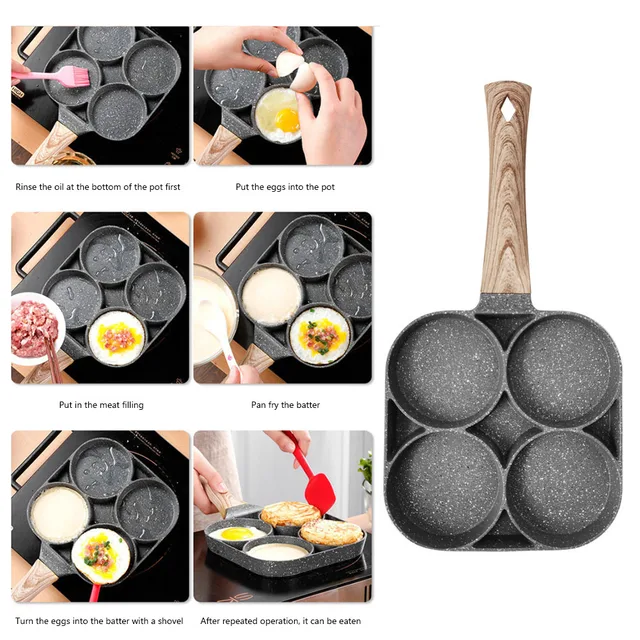 Non stick Egg Frying Pan 2/4 Holes Pancake Pan Mini Pancakes - Temu