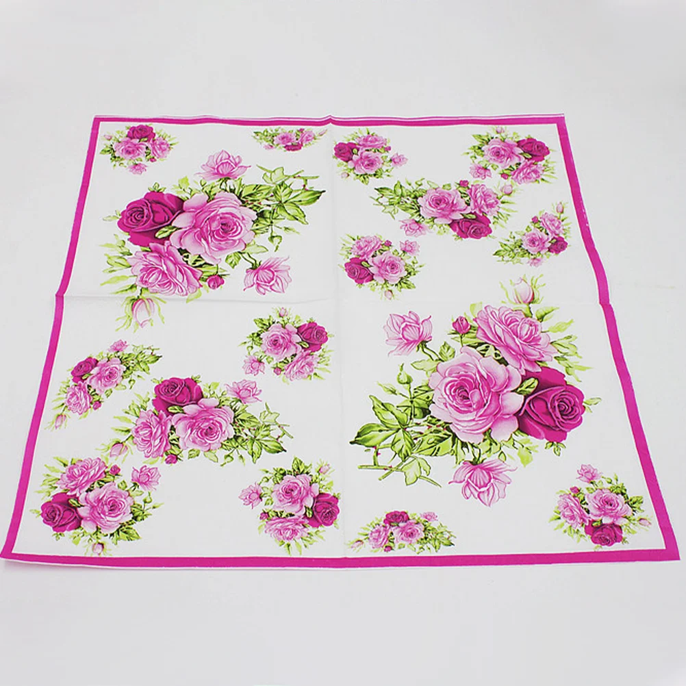 Floral Printing Paper Towels Colorful Lunch Napkins Handmade Party Serviette for Wedding Birthday Party Banquet 20 Pcs