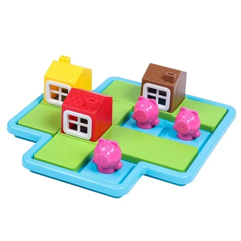 Three Little Pigs Smart Hide Seek Board Games with Solution Skill-Building Puzzle Logic Game Children Training Toy Gifts