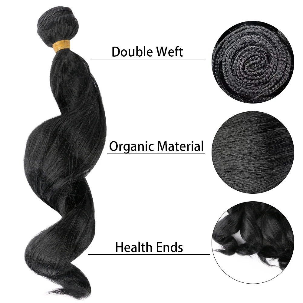 Belle Show Loose Deep Wave Bundles Synthetic Hair Body Wave Bundles 6 Hair Extensions 14 18 Inch for Black Women