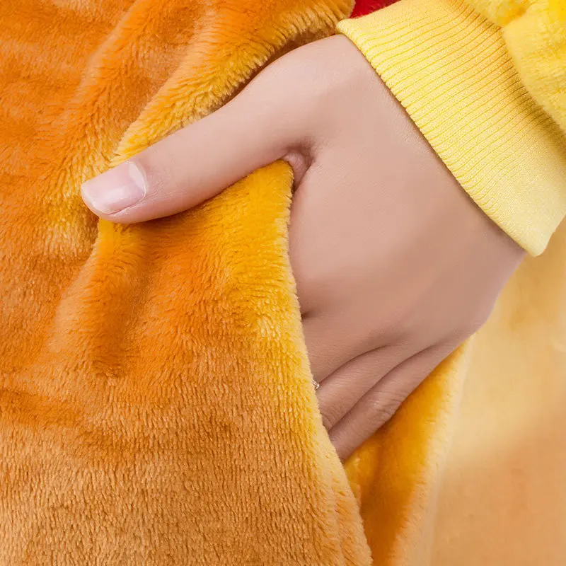Adult Kids Cartoon Flannel Jumpsuit Pajama Onesies Sleepwear Autumn Winter Thicken Coral Fleece Hooded Nightwear Loose Home Wear
