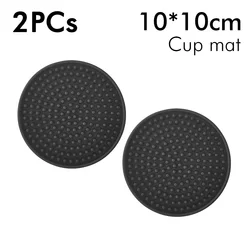 Black Rubber Bar Mat - Countertop Spill and Drying Mat for Coffee and Cocktail Preparation (2PCs 10x10cm)