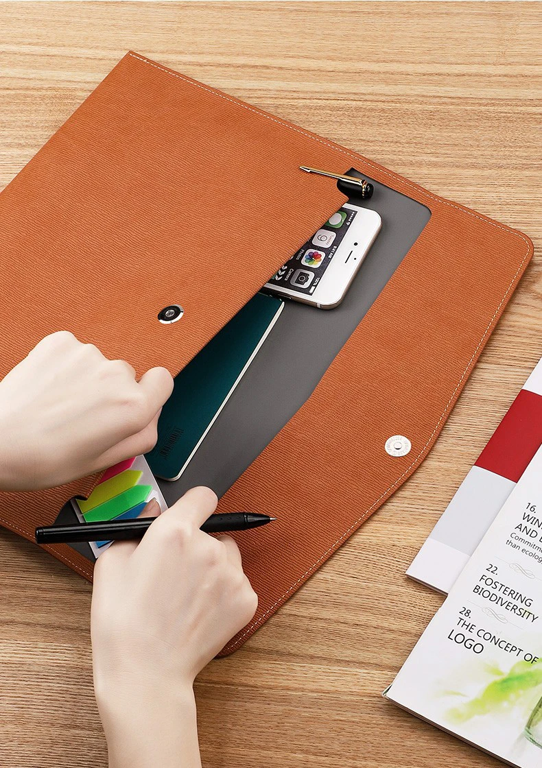 Document PU Business Briefcase File Bag, A4 Folder, School Office Storage Print Pattern LOGO