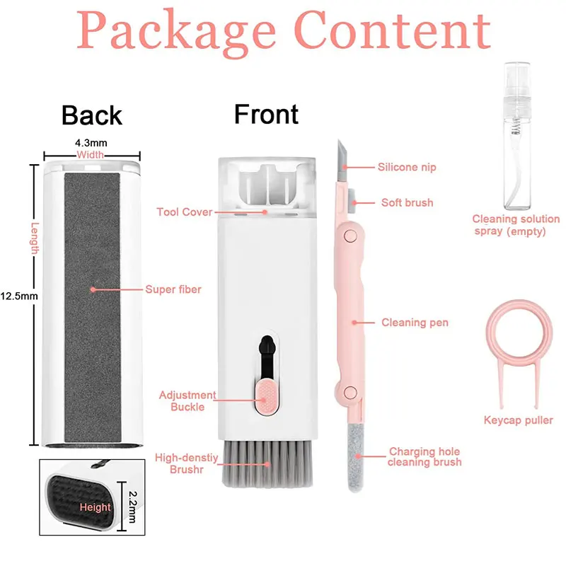 7-in-1 Cleaning Kit Computer Keyboard Cleaner Brush Earphones Cleaning Pen For Headset Phone Cleaning Tools Keycap Puller Set 6