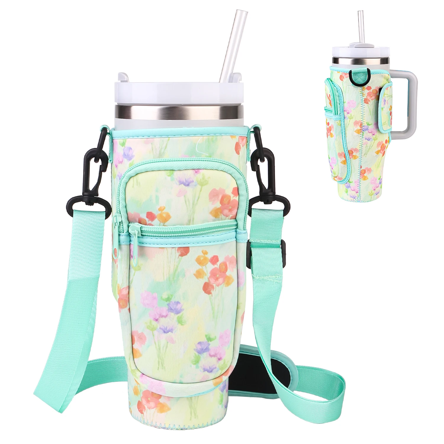 Silicone Water Bottle Holder Strap - Fits Stanley Cups & Bottles 8oz To 40oz, Hand Sling Handle - View #4